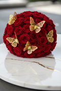25 Red Rose Bouquet with Gold Butterflies