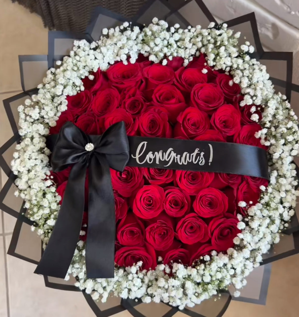 Custom Baby’s Breath + Banner Bouquet