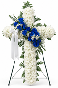 Blue-and-white floral cross product image