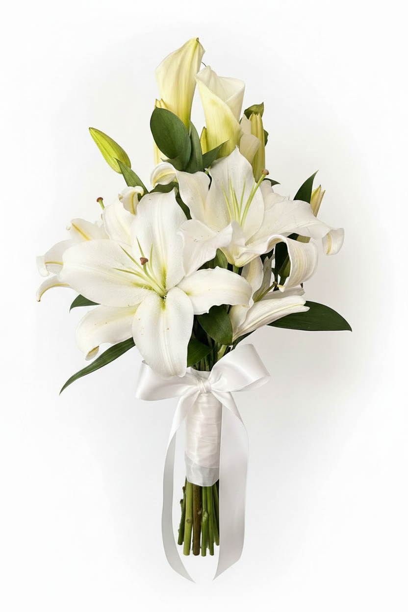 White Lily Bridal Bouquet - Extra Lily